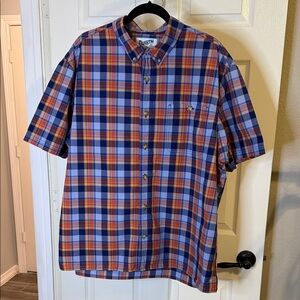 Duluth Trading Co Men's Cotton Vibrant Plaid Button Down Shirt Untucked Style